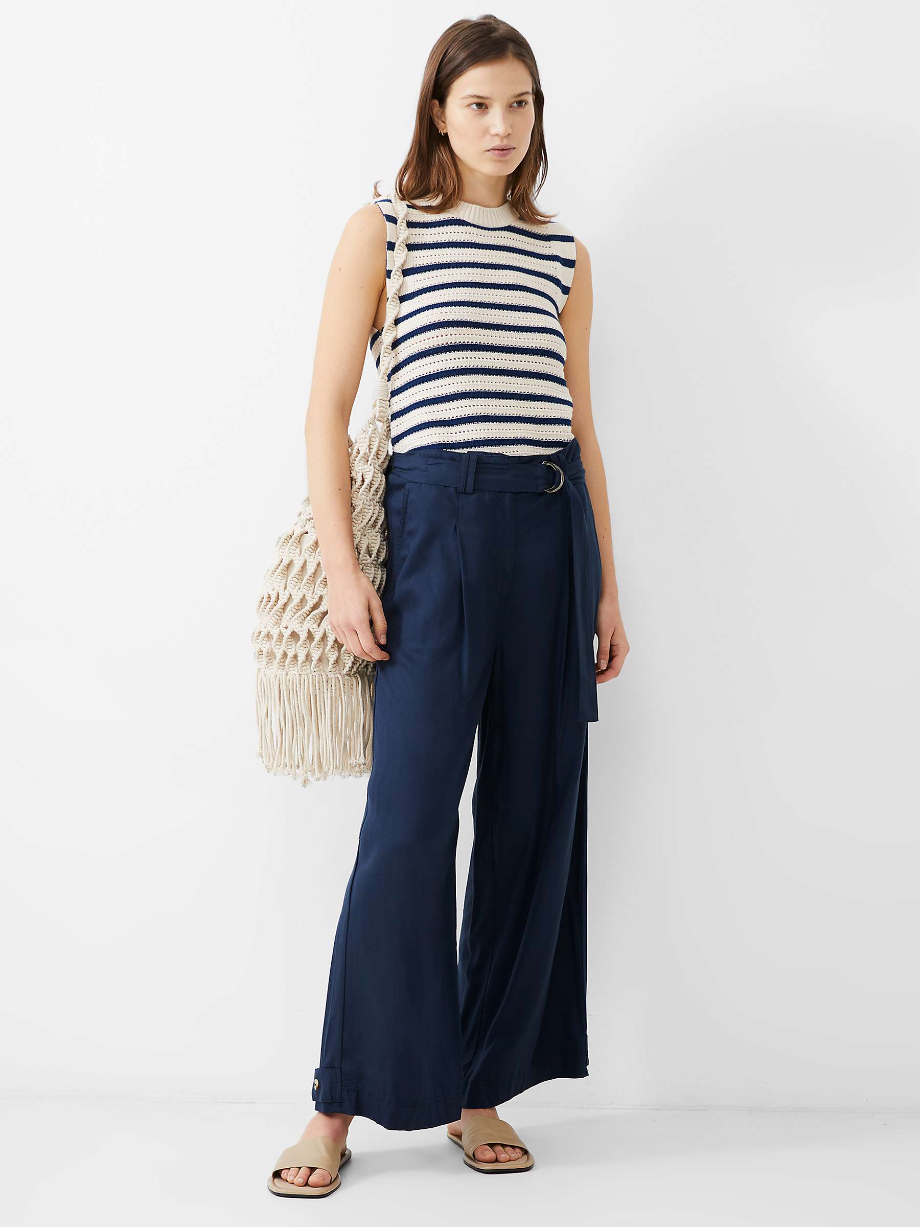 Buy French Connection Elkie Wide Leg Trousers, Marine Online at johnlewis.com
