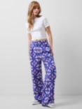 French Connection Dory Birdie Linen Blend Trousers, Royal Blue