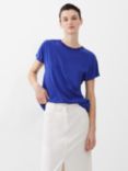 French Connection Light Crepe Crew Neck Top, Royal Blue