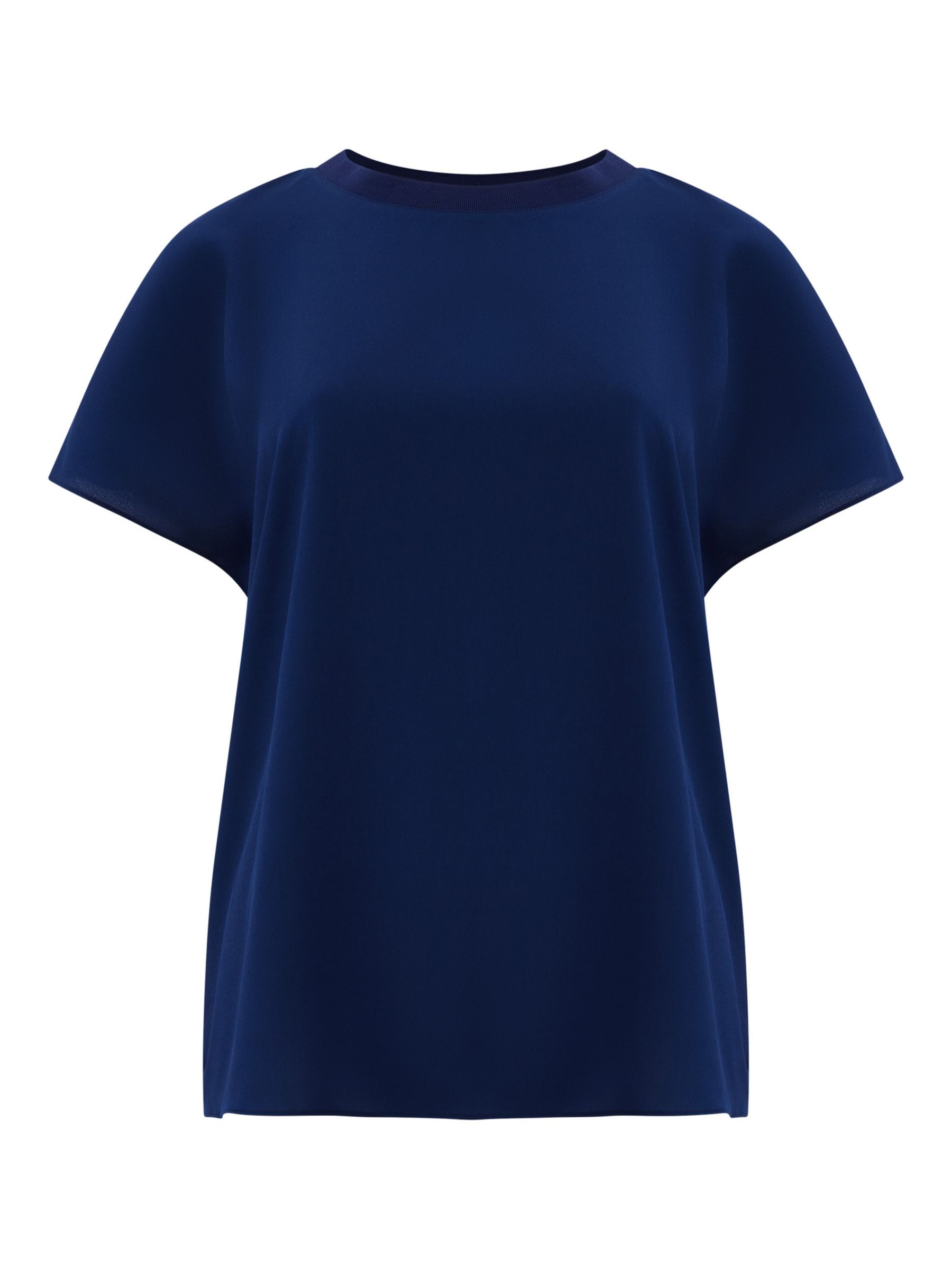 French Connection Light Crepe Crew Neck Top, Midnight Blue at John ...
