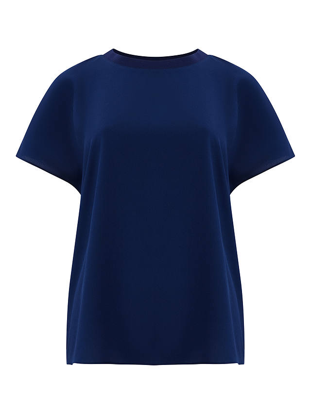 French Connection Light Crepe Crew Neck Top, Midnight Blue       
