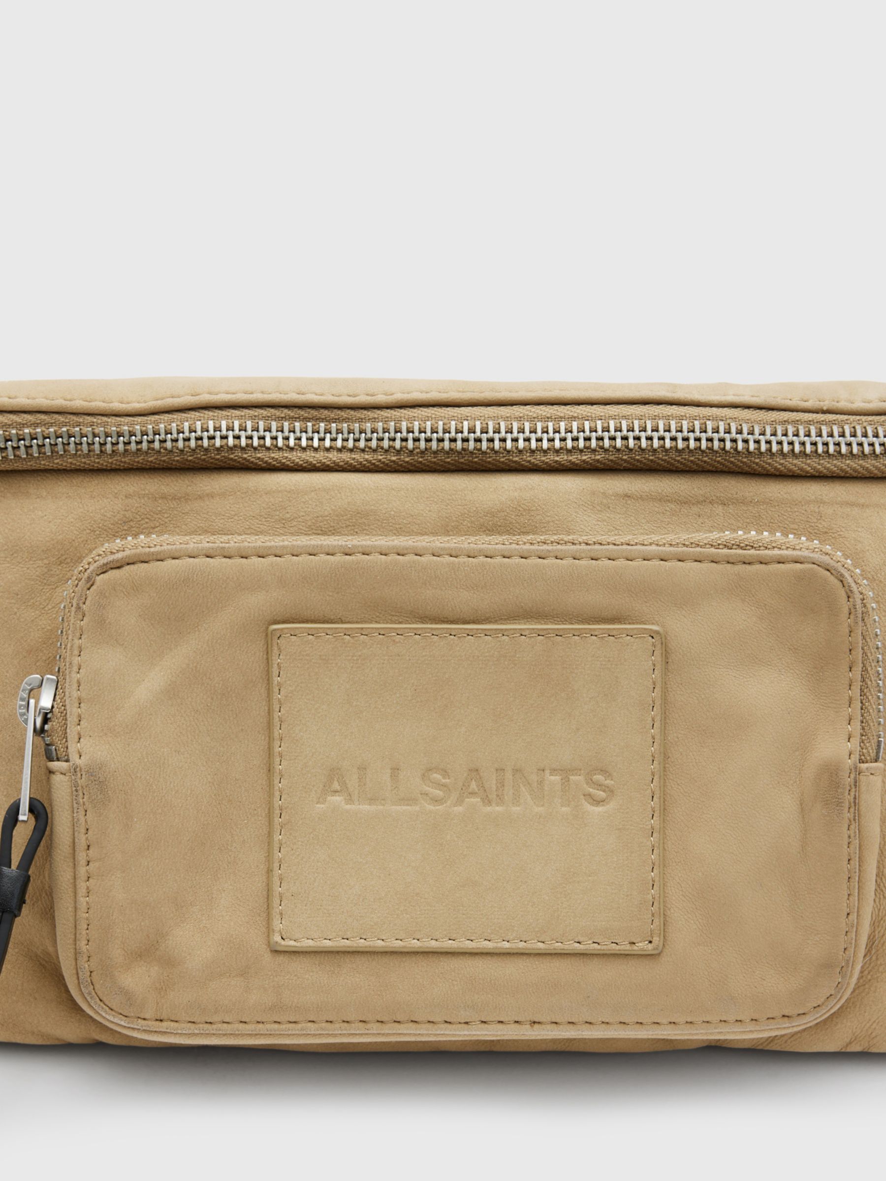 AllSaints Konan Leather Bumbag, Sand Beige, One Size