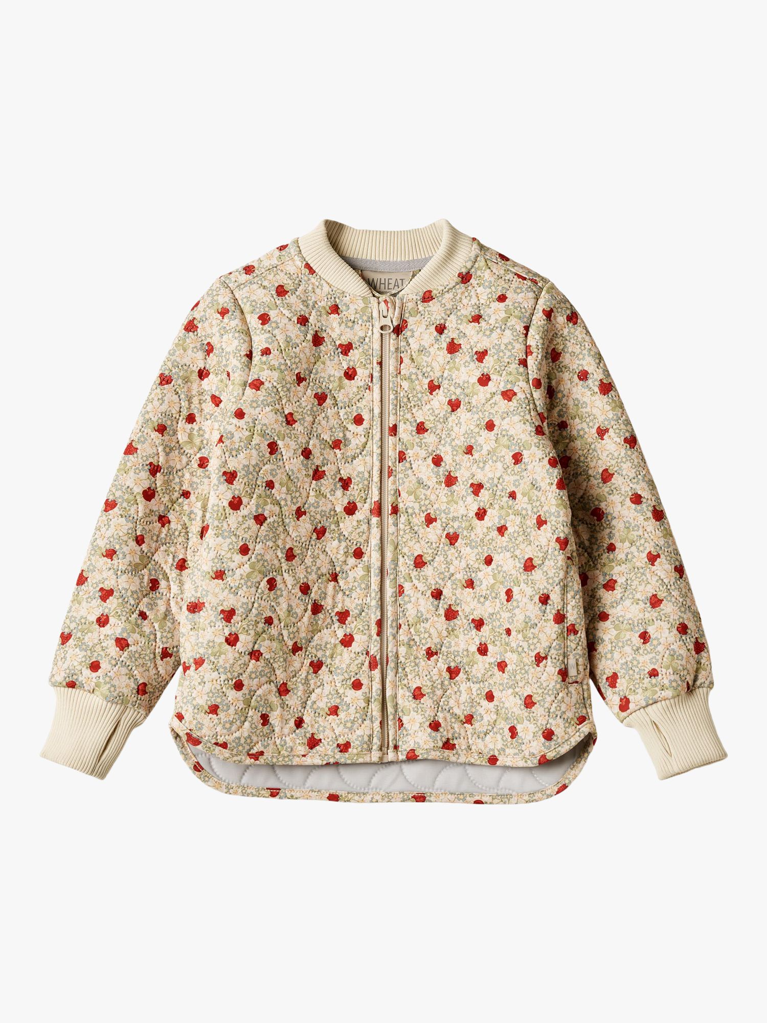 WHEAT Kids' Thermo Loui Strawberry Print Jacket, Cream/Red, 8 years