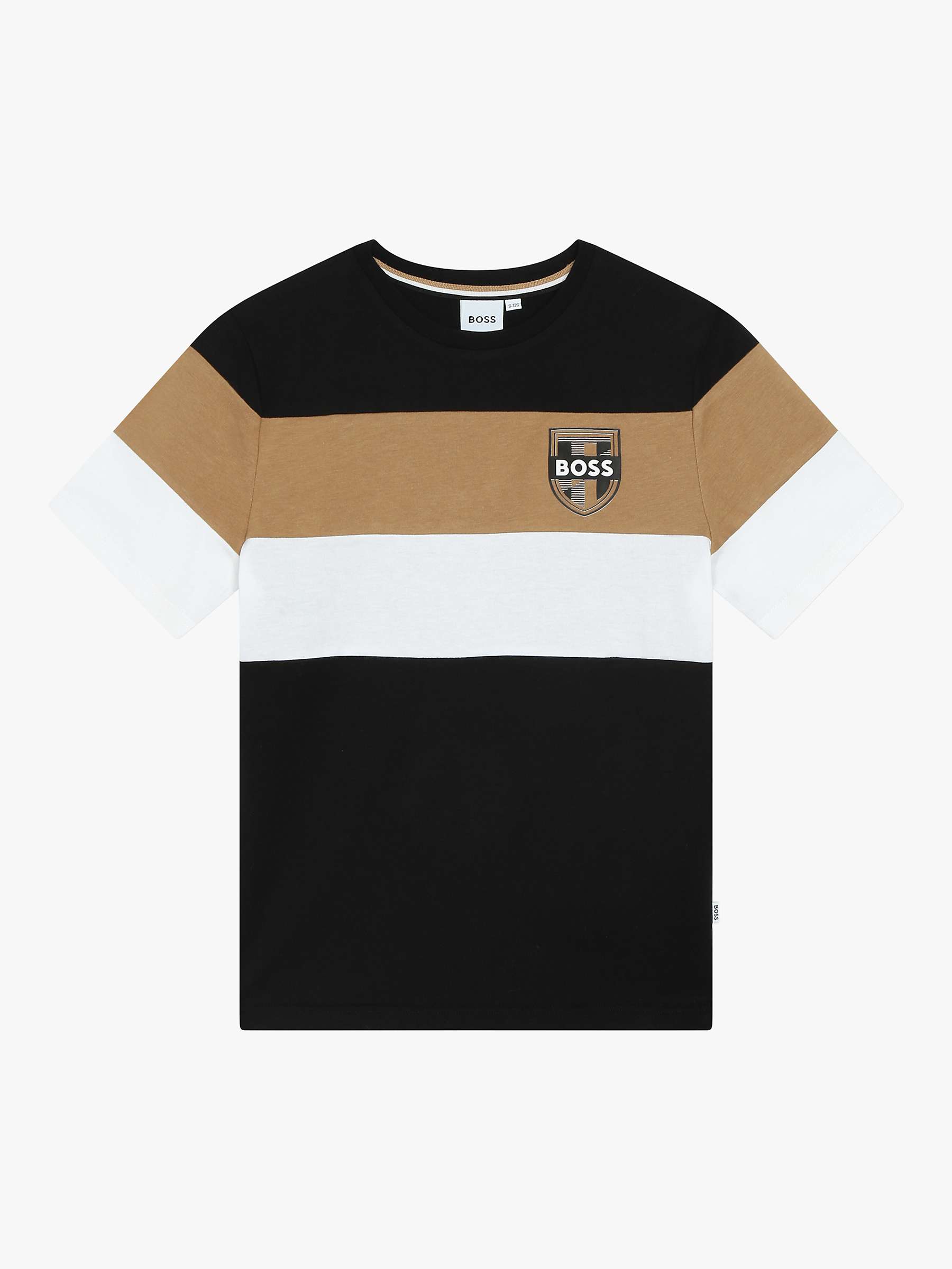 Buy BOSS Kid's Short Sleeve T-Shirt, Black/Multi Online at johnlewis.com