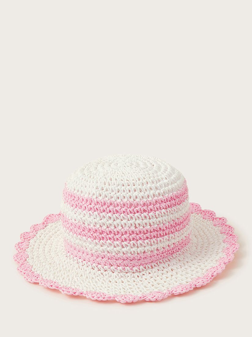 Monsoon Baby Crochet Flower Sun Hat, Pink, 0-12 months