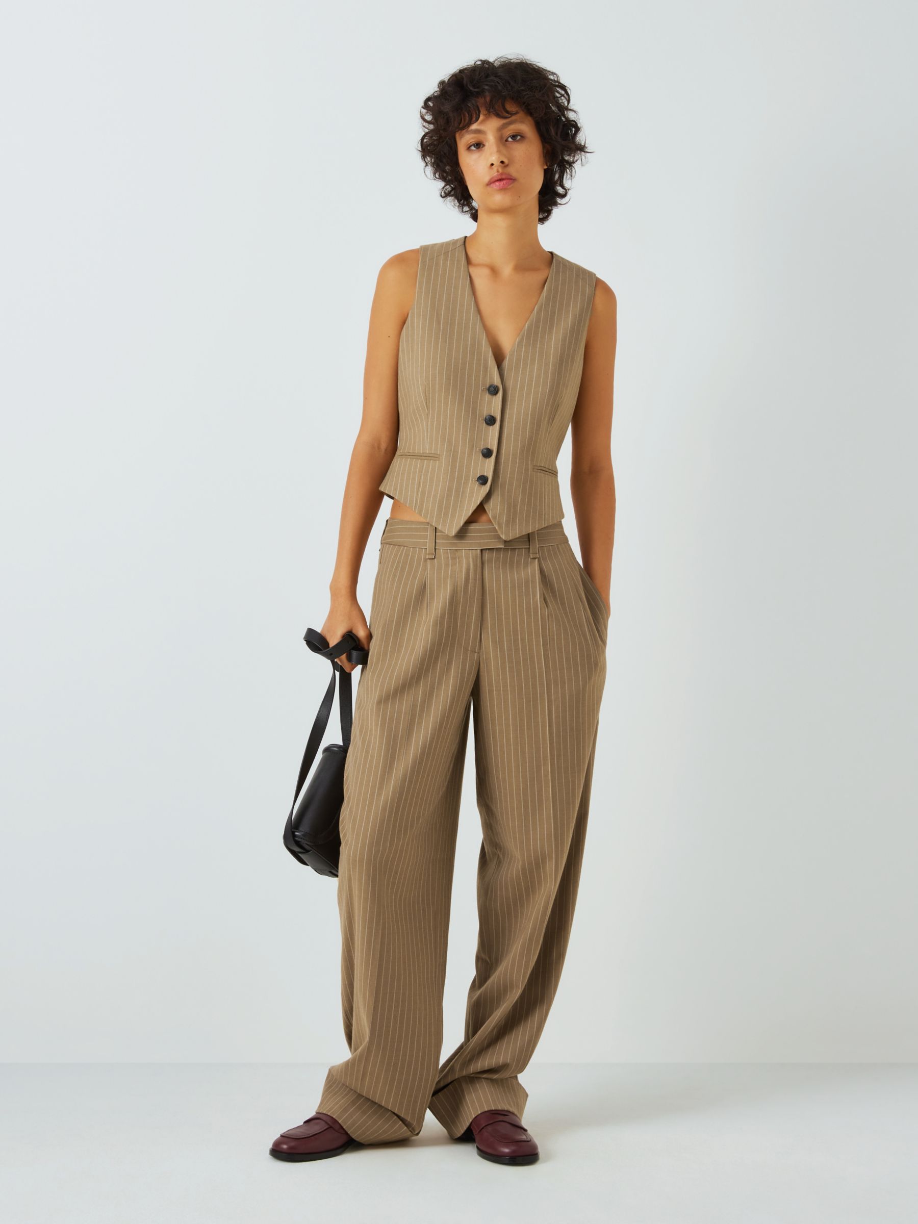 Buy rag & bone Marianna Pinstripe Wool Blend Trousers, Camel Online at johnlewis.com