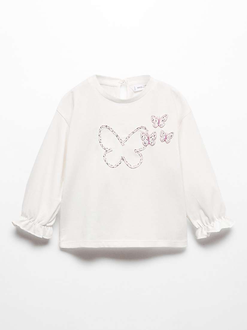 Buy Mango Baby Maris Embroidered Butterflies T-Shirt, Natural White Online at johnlewis.com