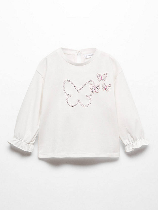 Mango Baby Maris Embroidered Butterflies T-Shirt, Natural White