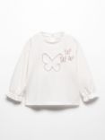 Mango Baby Maris Embroidered Butterflies T-Shirt, Natural White