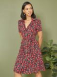 Yumi Poppy Print Retro Dress, Red