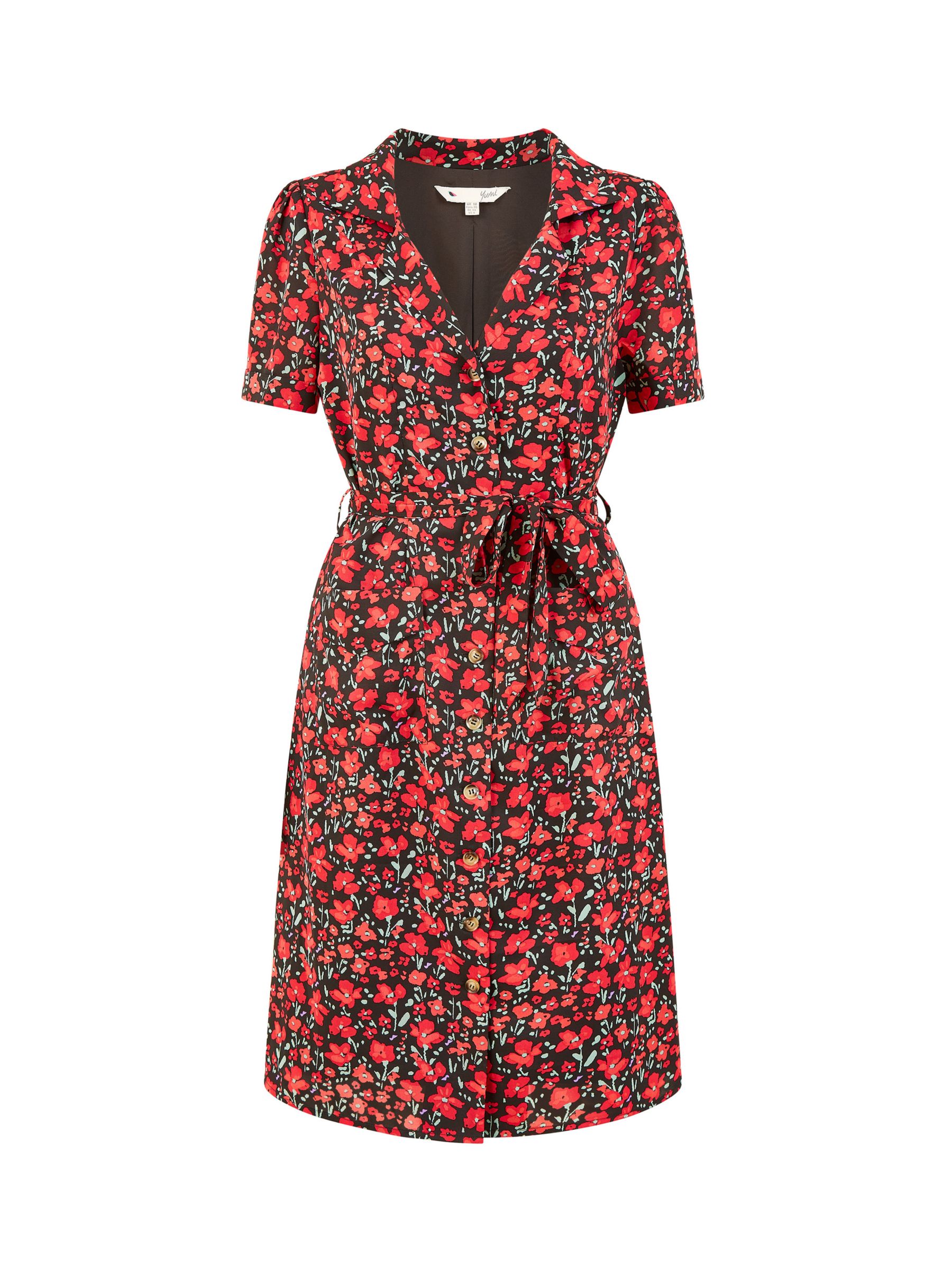 Yumi Poppy Print Retro Dress, Red at John Lewis & Partners
