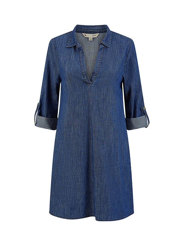 Yumi Chambray Cotton Relaxed Tunic Dress, Blue