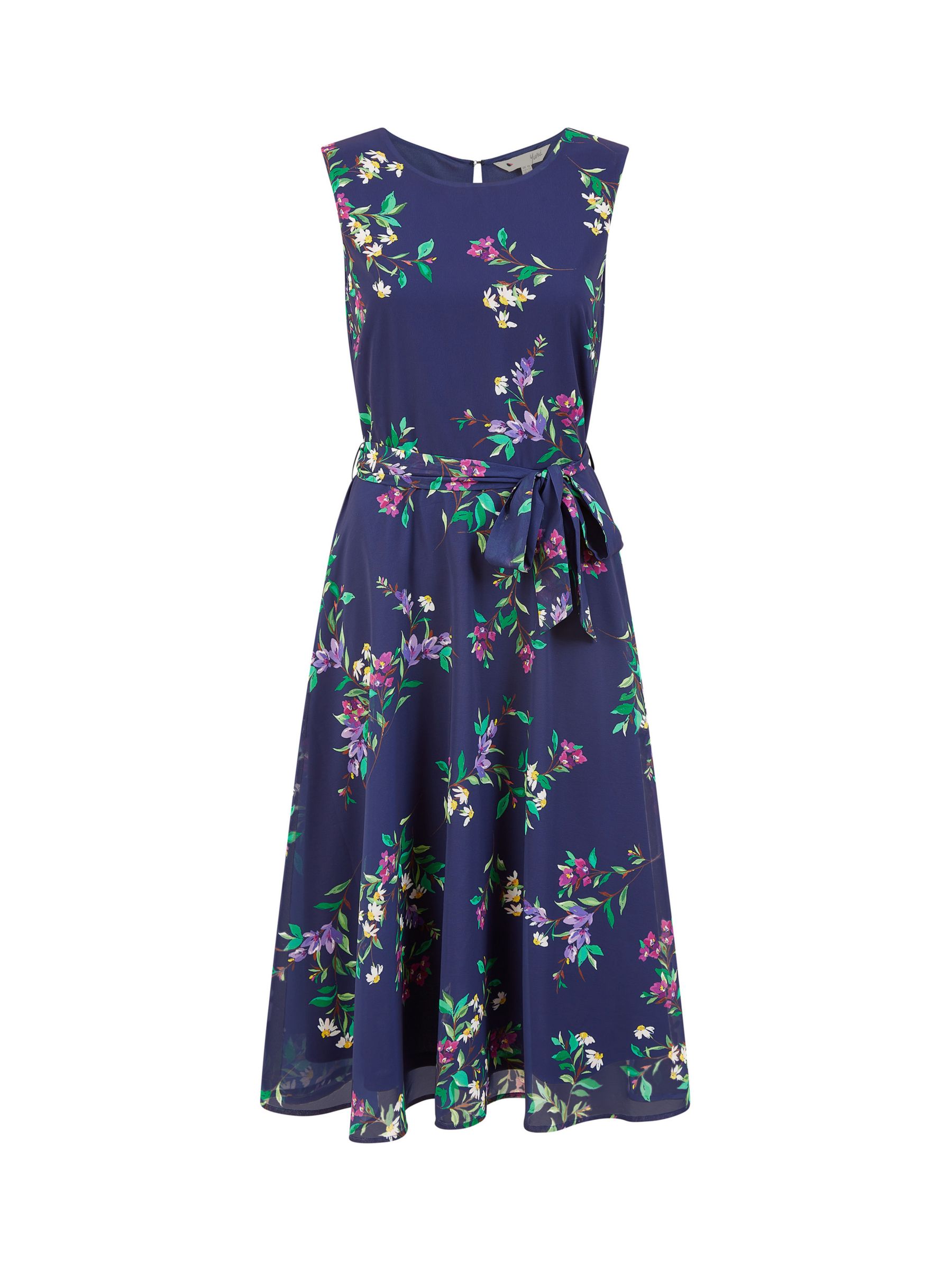 Yumi Floral Skater Midi Dress, Navy/Multi at John Lewis & Partners