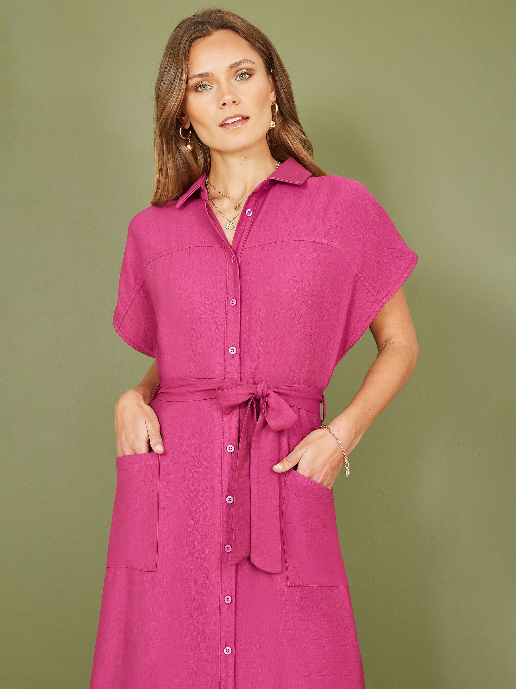 Buy Yumi Relaxed Shirt Midi Dress, Pink Online at johnlewis.com