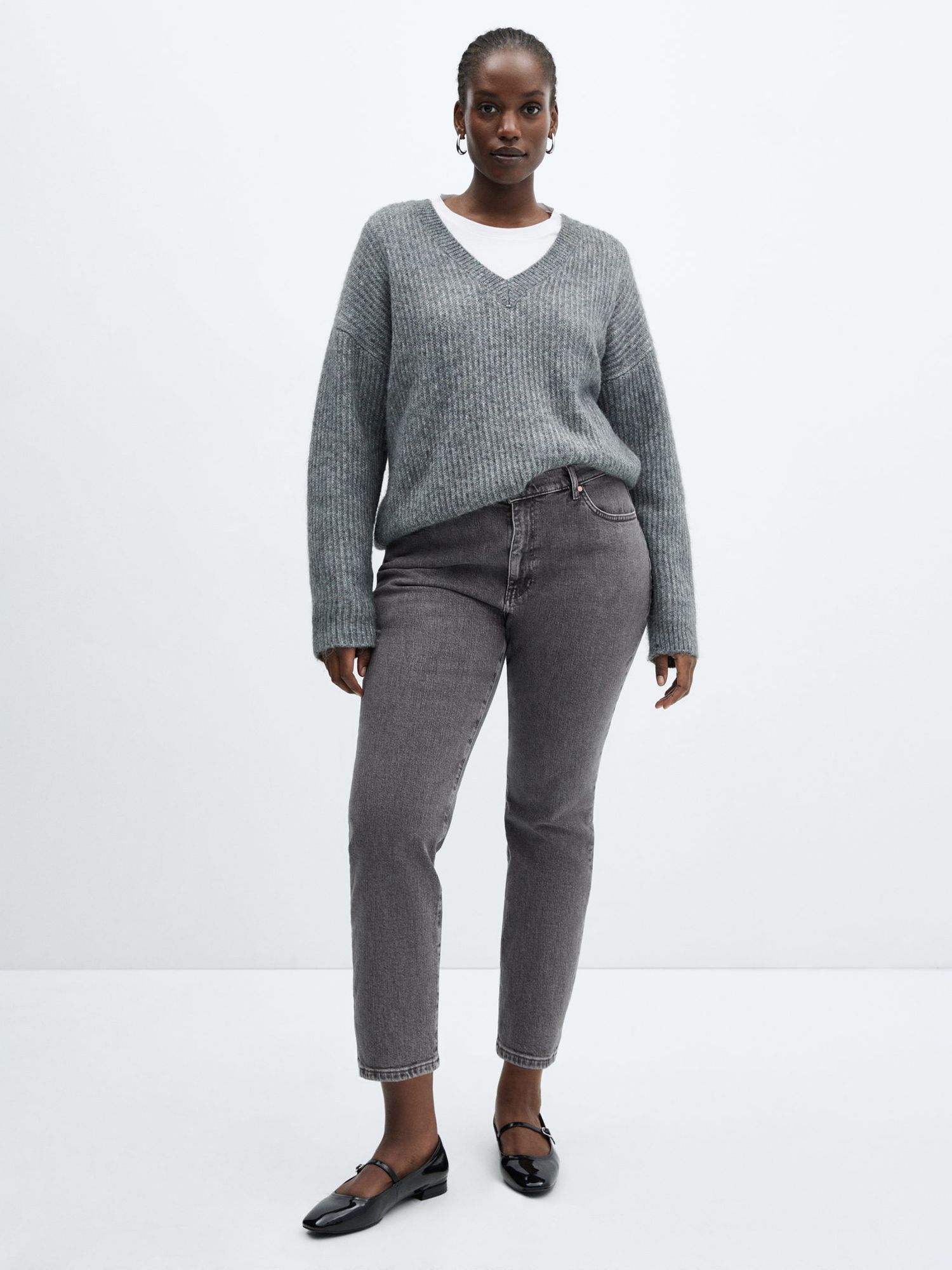 Mango Claudia Ankle Grazer Jeans, Open Grey at John Lewis & Partners