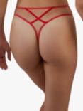 Playful Promises Ramona Strap Detail Illusion Mesh High Waist Thong, Red