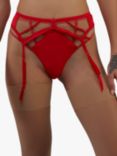 Playful Promises Ramona Strap Detail Illusion Mesh Suspender, Red