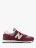 New Balance 574 Suede Trainers, Red/Grey