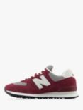 New Balance 574 Suede Trainers, Red/Grey