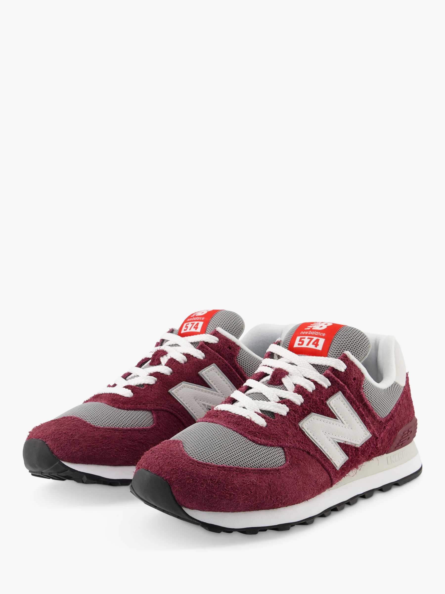Buy New Balance 574 Suede Trainers, Red/Grey Online at johnlewis.com