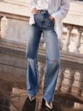 Mint Velvet Workable Wide Leg Jeans, Blue Light