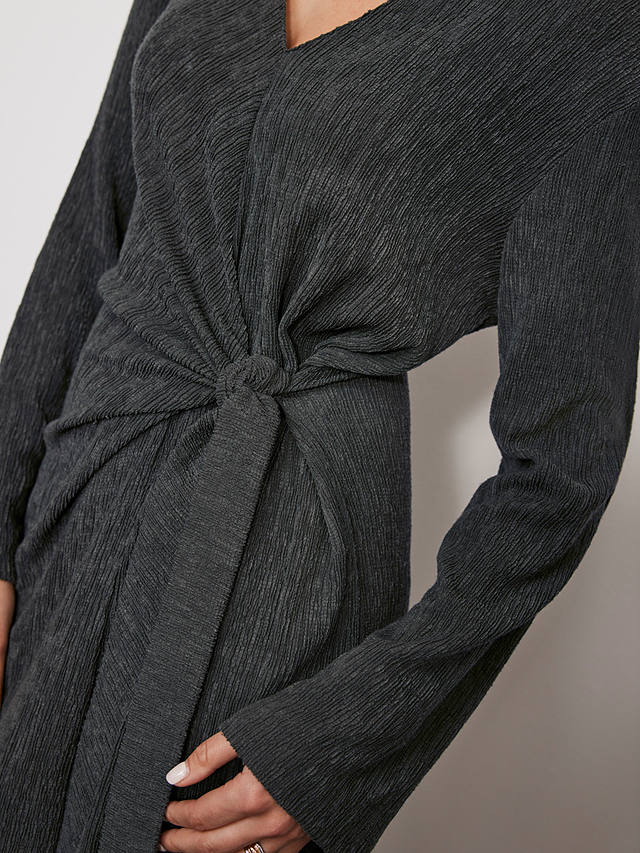 Mint Velvet Twist Detail Midi Dress, Dark Grey
