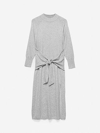 Mint Velvet Knot Detail Midi Dress, Light Grey