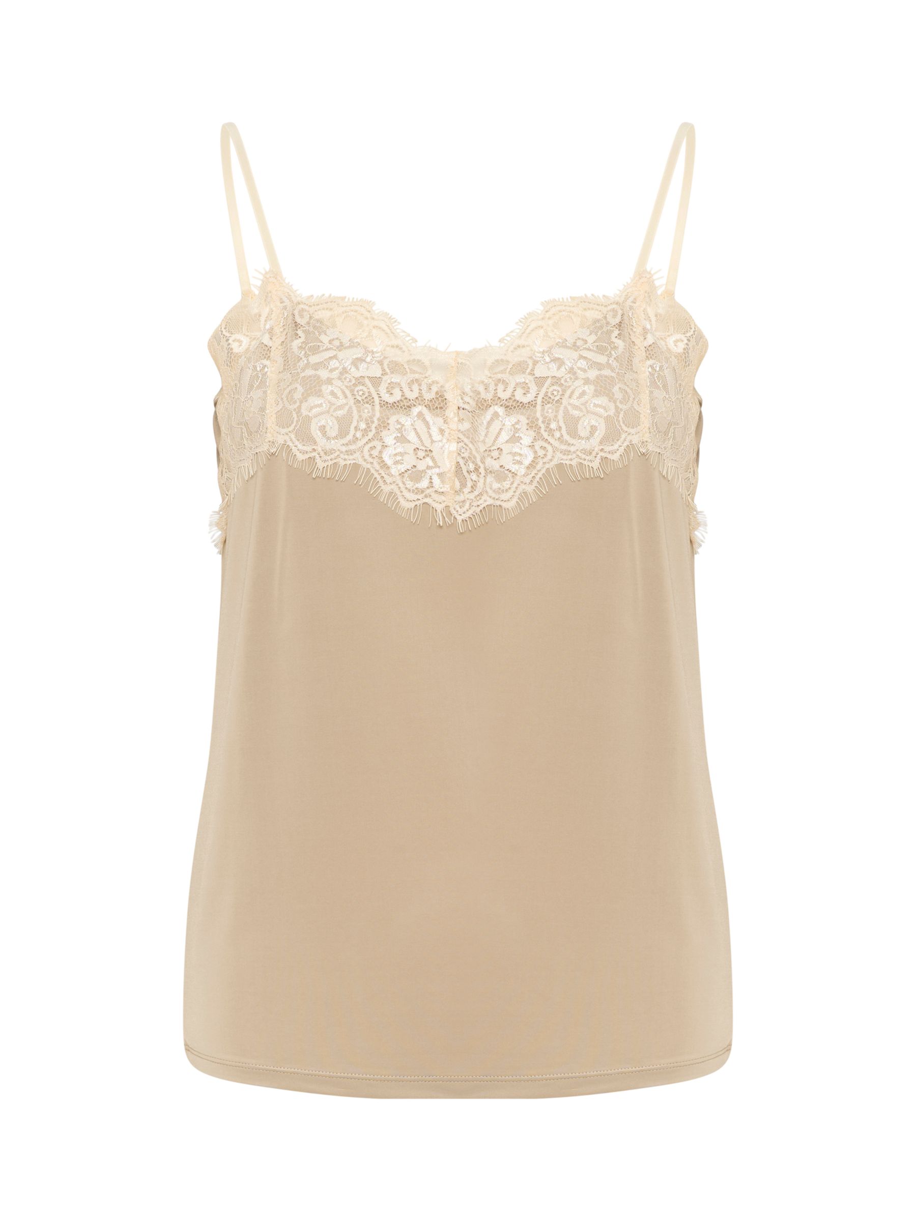 Soaked In Luxury Cayla Lace V-Neck Singlet Top, Taupe at John Lewis ...