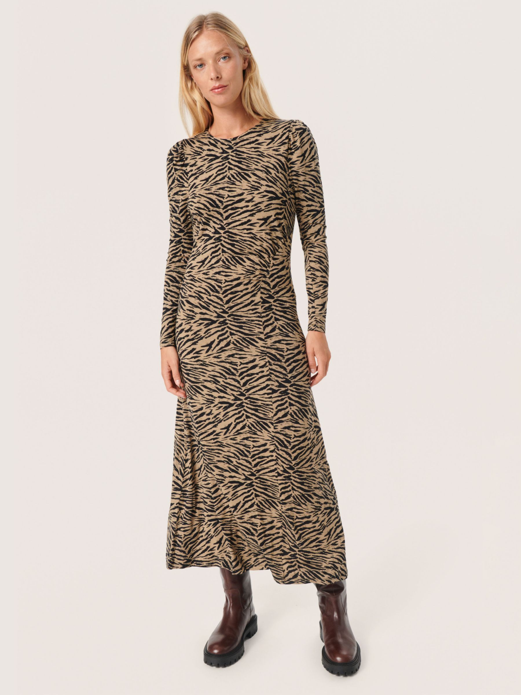 Buy Soaked In Luxury Hanadi Printed Jersey Midi Dress, Kelp Animal Online at johnlewis.com
