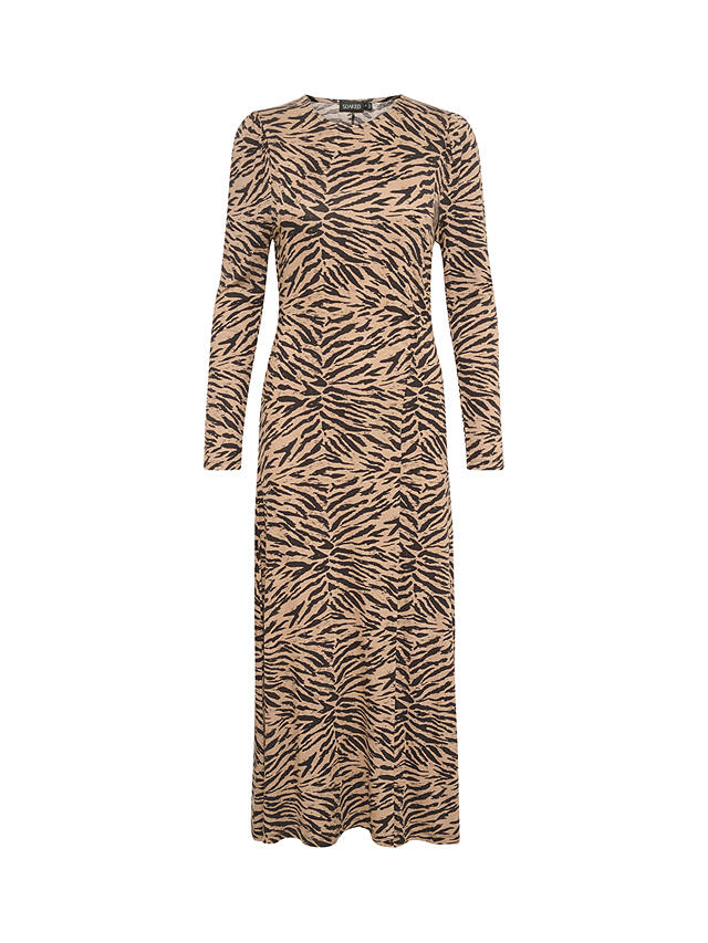 Soaked In Luxury Hanadi Printed Jersey Midi Dress, Kelp Animal
