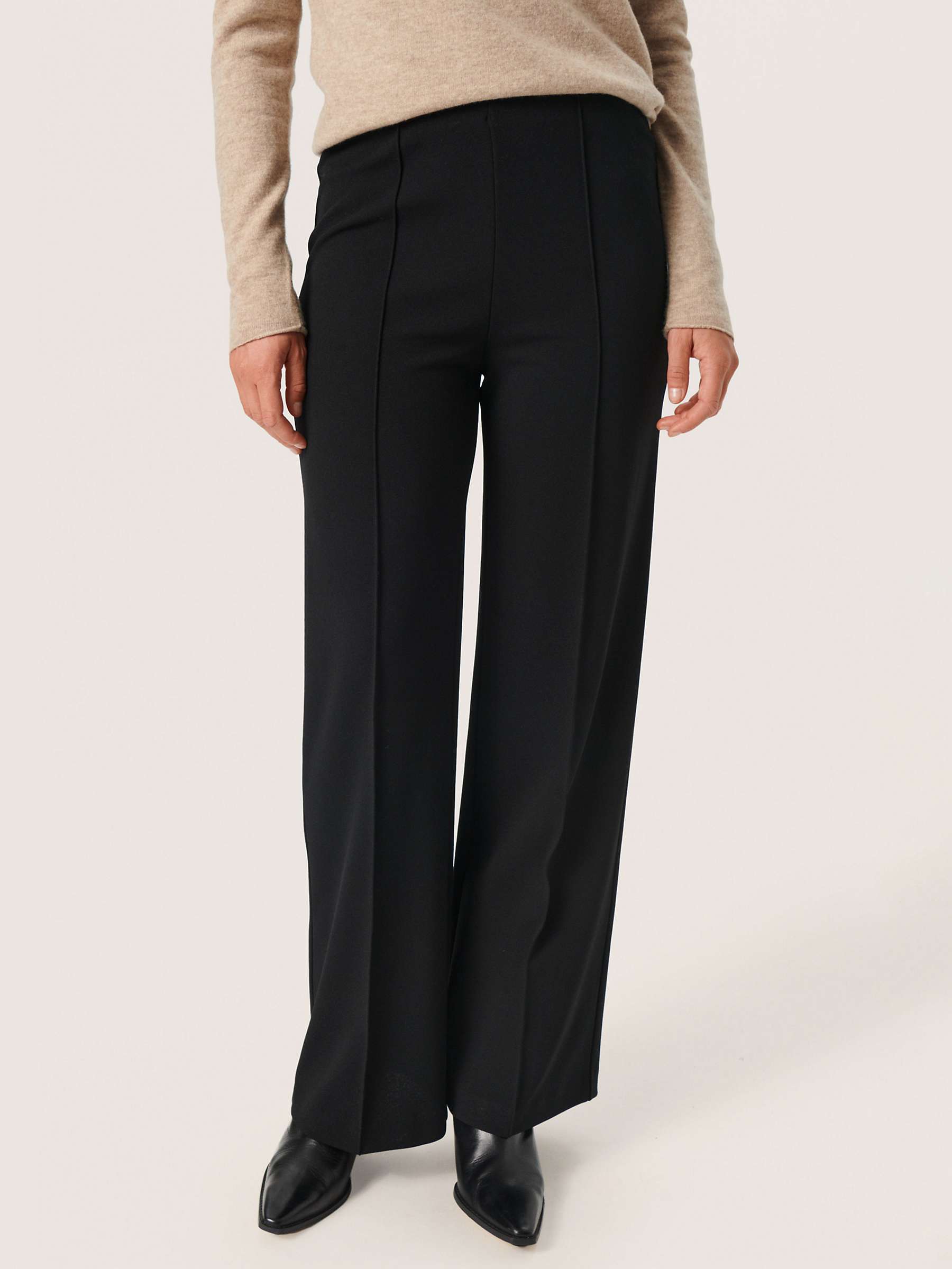 Buy Soaked In Luxury Bea Wide Leg Trousers, Black Online at johnlewis.com