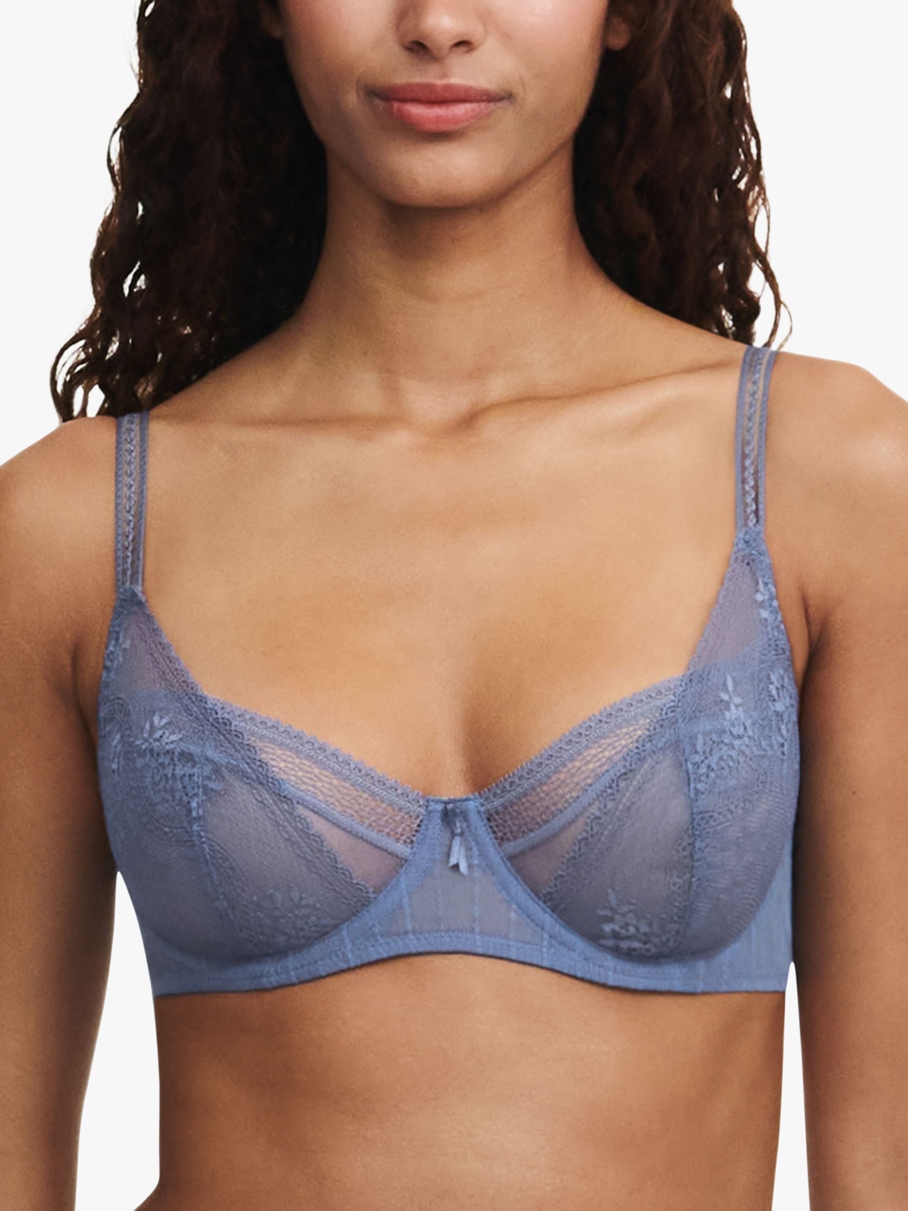 Passionata Maddie Floral Lace Half Cup Bra, Storm Blue at John Lewis &  Partners
