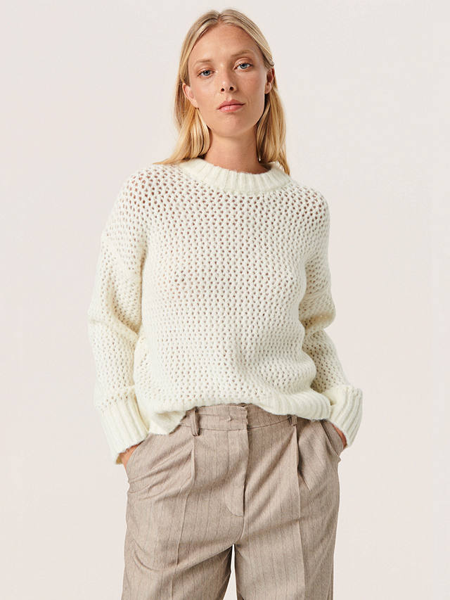 Soaked In Luxury Paradis Chunky Textured Knit Jumper, Whisper White