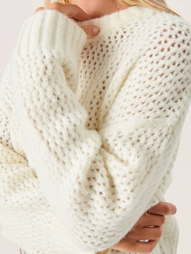 Soaked In Luxury Paradis Chunky Textured Knit Jumper, Whisper White