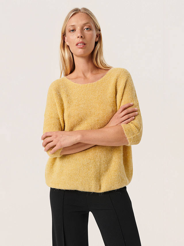 Soaked In Luxury Tuesday 3/4 Sleeve Wool Blend Jumper, Pampas