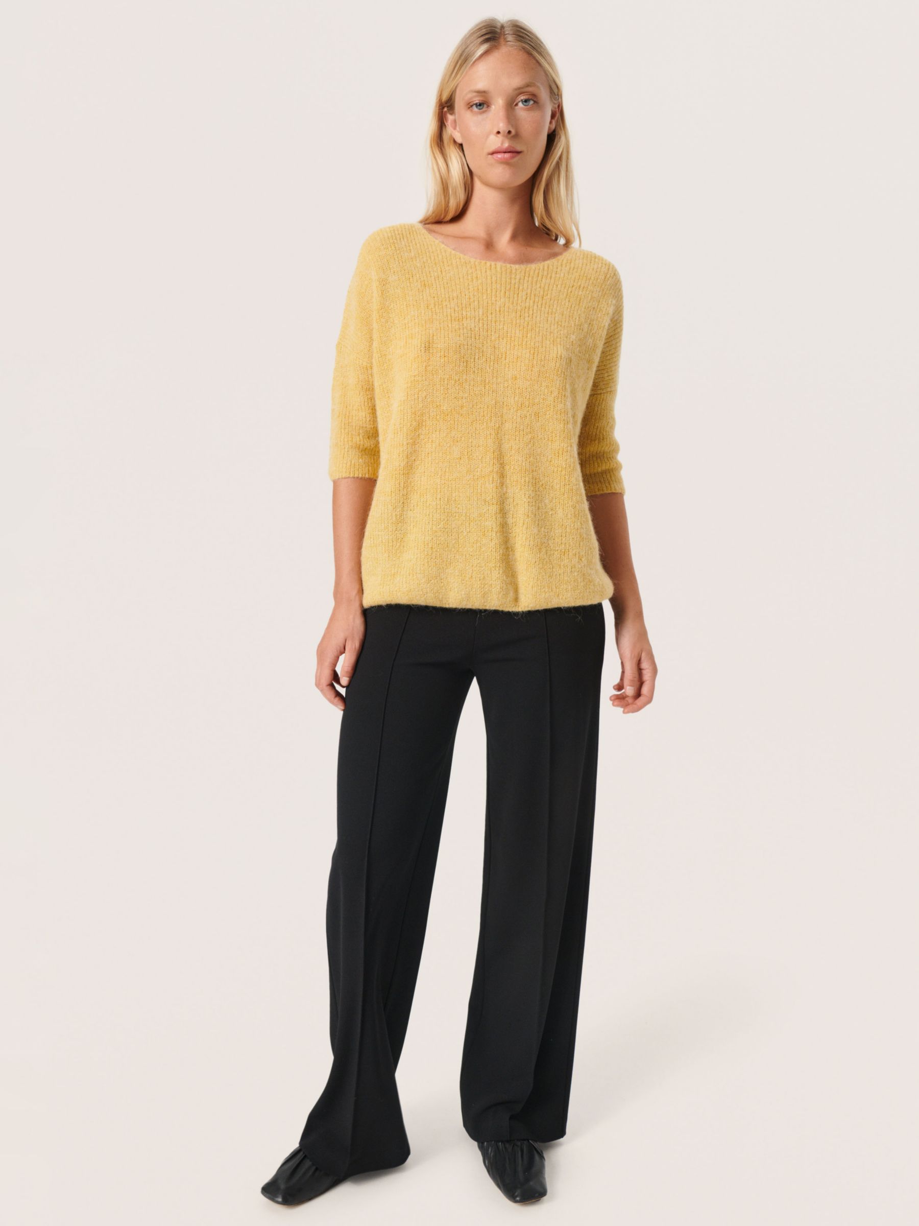 Soaked In Luxury Tuesday 3/4 Sleeve Wool Blend Jumper, Pampas at John ...