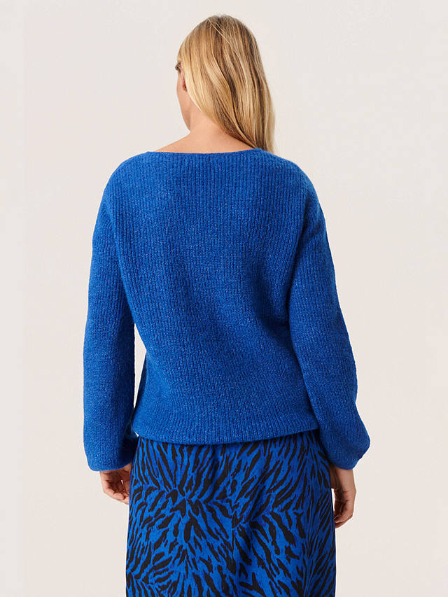 Soaked In Luxury Tuesday Long Sleeve V-Neck Wool Jumper, Beaucoup Blue
