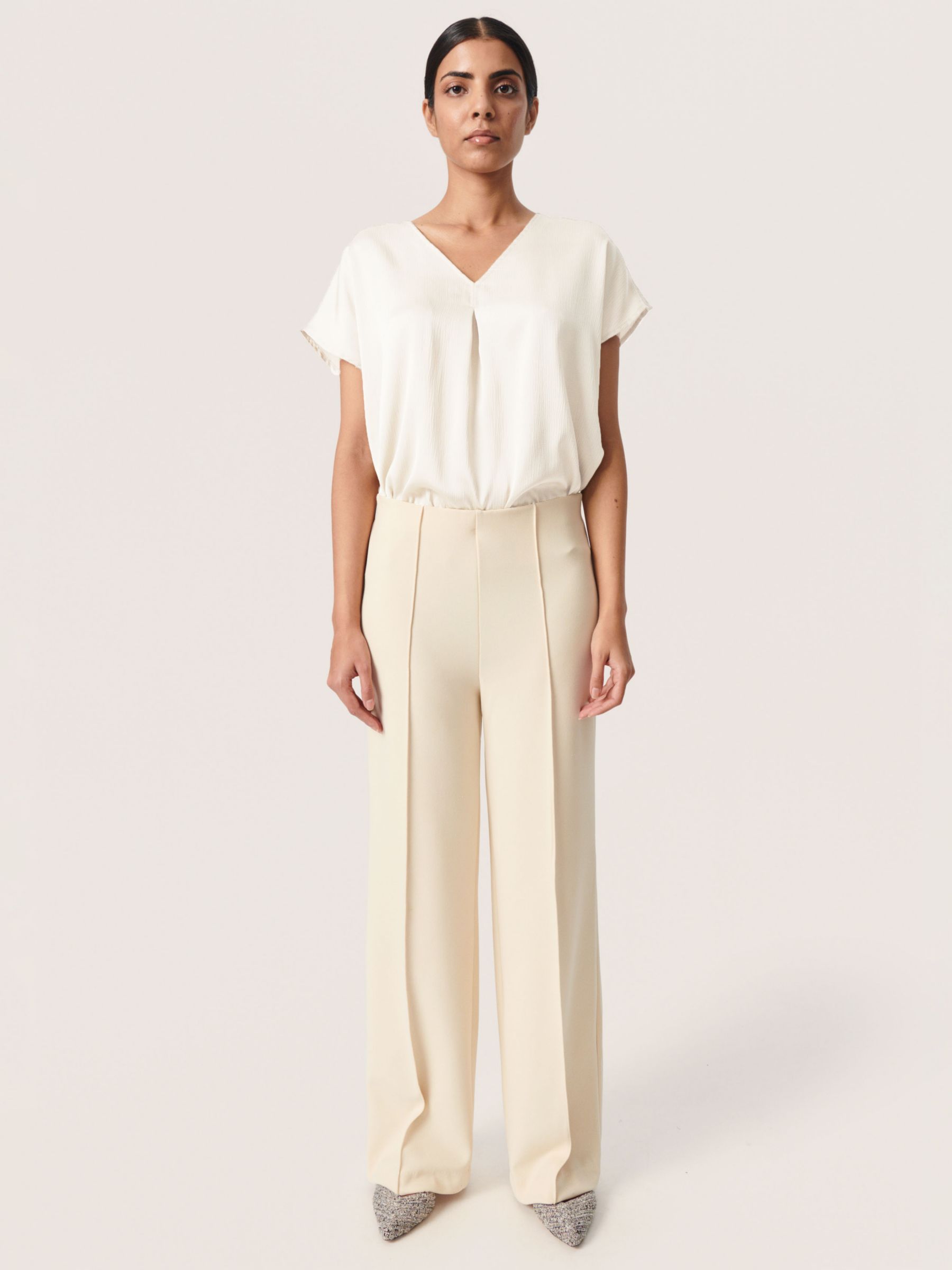 Soaked In Luxury Ioana Marija Short Sleeve V-Neck Blouse, Whisper White ...