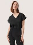 Soaked In Luxury Ioana Marija Short Sleeve V-Neck Blouse, Black