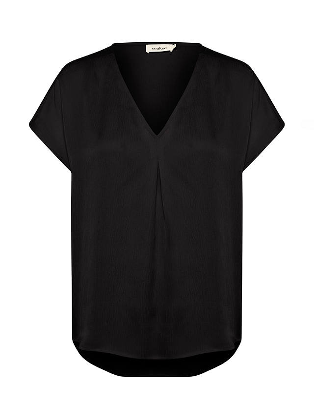 Soaked In Luxury Ioana Marija Short Sleeve V-Neck Blouse, Black