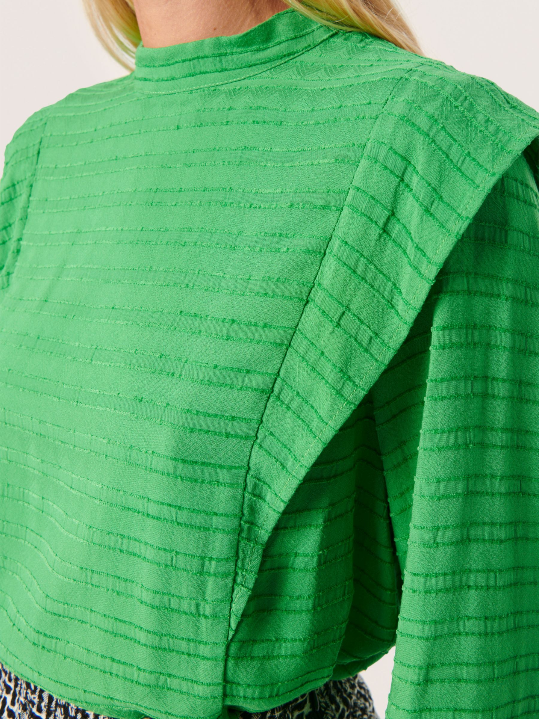 Soaked In Luxury Catina Ruffle Shoulder Blouse, Medium Green, XS