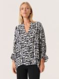 Soaked In Luxury Zaya Abstract Print Blouse, White/Navy