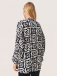 Soaked In Luxury Zaya Abstract Print Blouse, White/Navy
