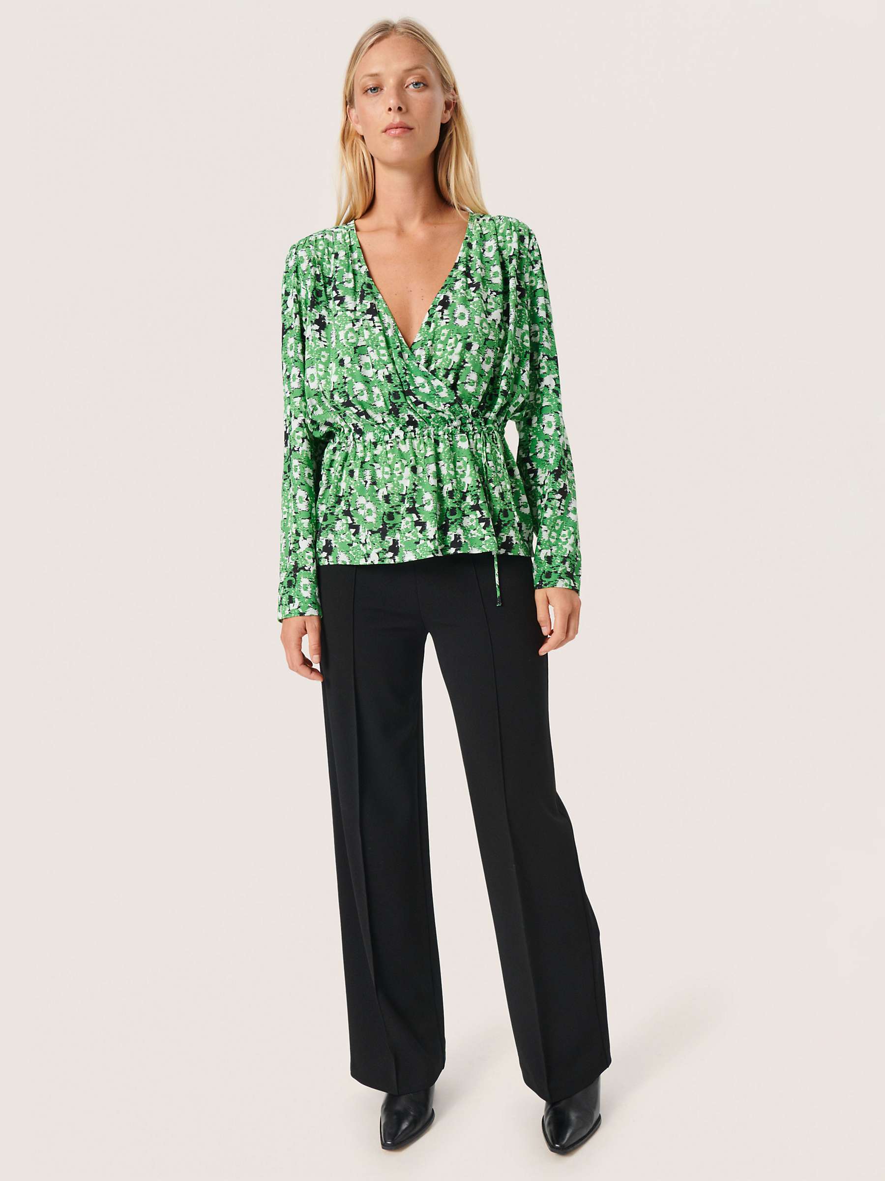Buy Soaked In Luxury Ina Wrap Blouse, Medium Green Cloud Online at johnlewis.com