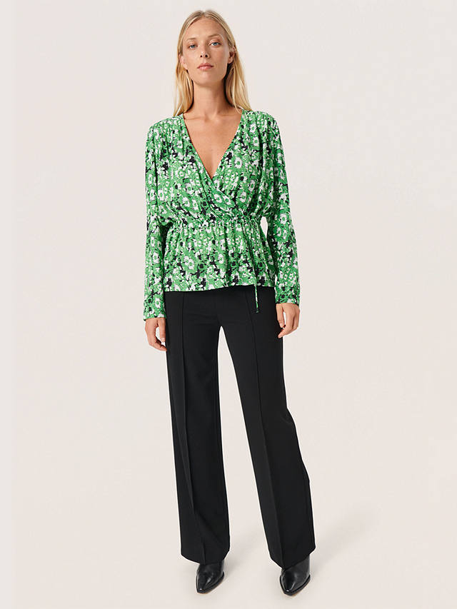 Soaked In Luxury Ina Wrap Blouse, Medium Green Cloud