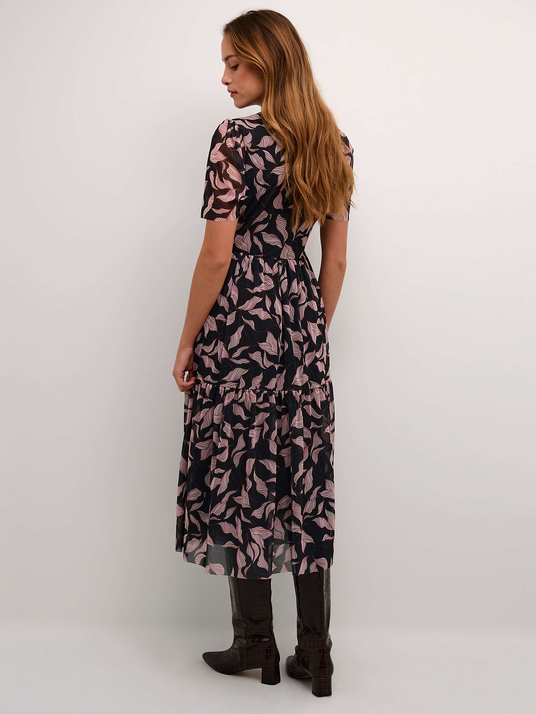 Buy Soaked In Luxury Aldora Mesh Short Sleeve Wrap Dress, Black Leaves Online at johnlewis.com