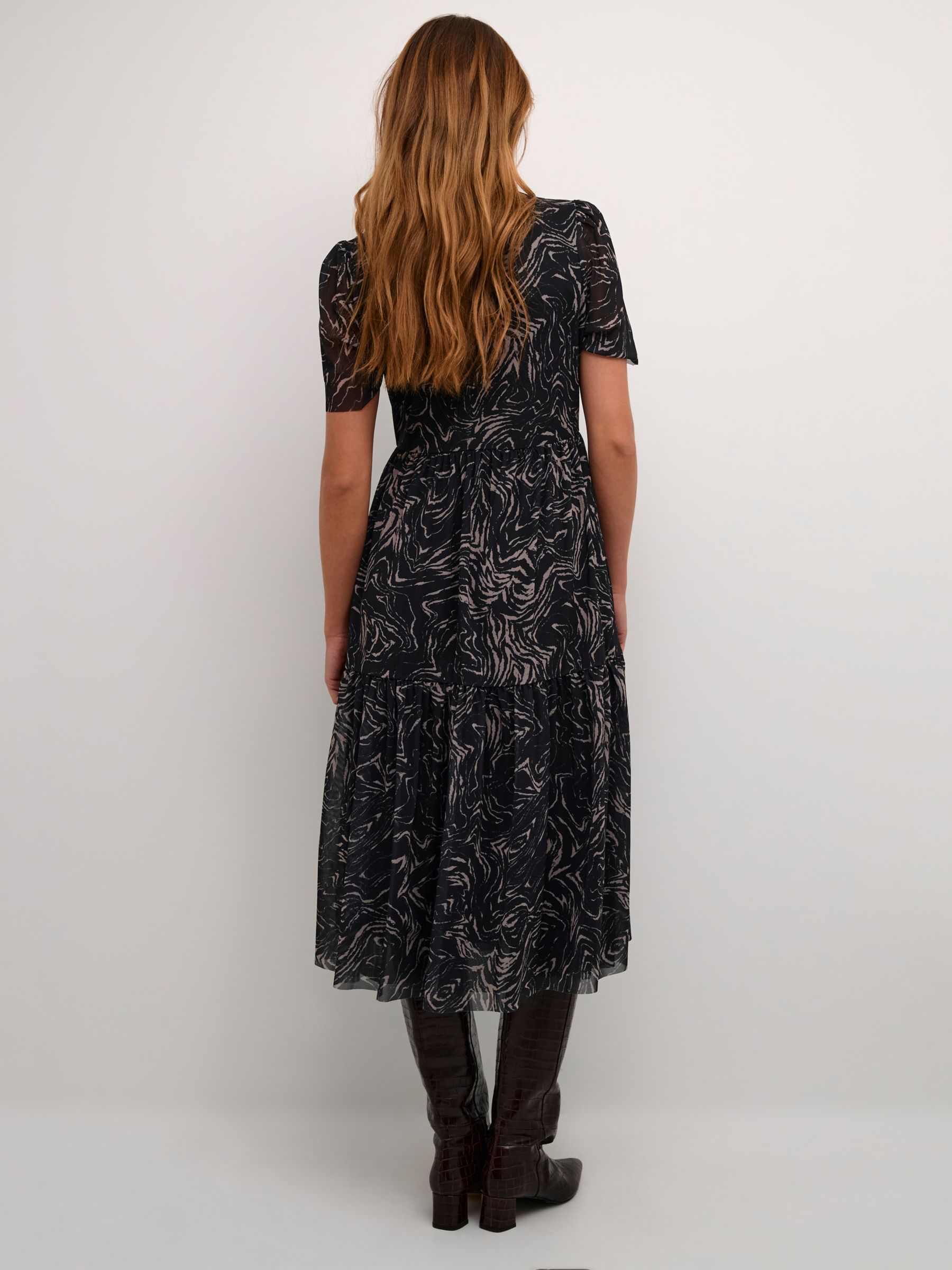 Soaked In Luxury Aldora Mesh Short Sleeve Wrap Dress, Black Swirl Print, XL