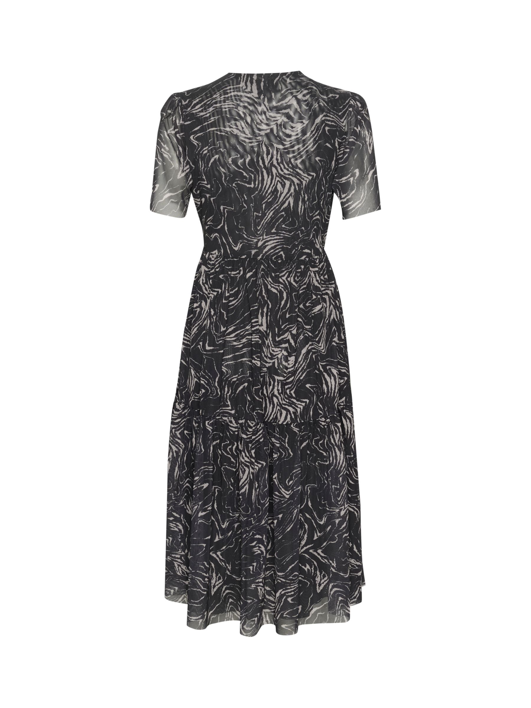 Soaked In Luxury Aldora Mesh Short Sleeve Wrap Dress, Black Swirl Print, XL
