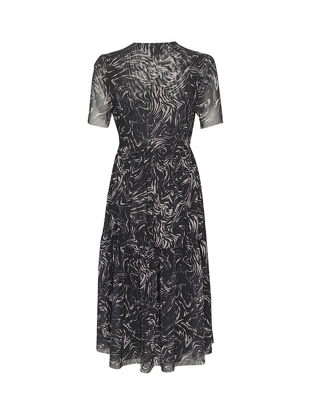 Soaked In Luxury Aldora Mesh Short Sleeve Wrap Dress, Black Swirl Print