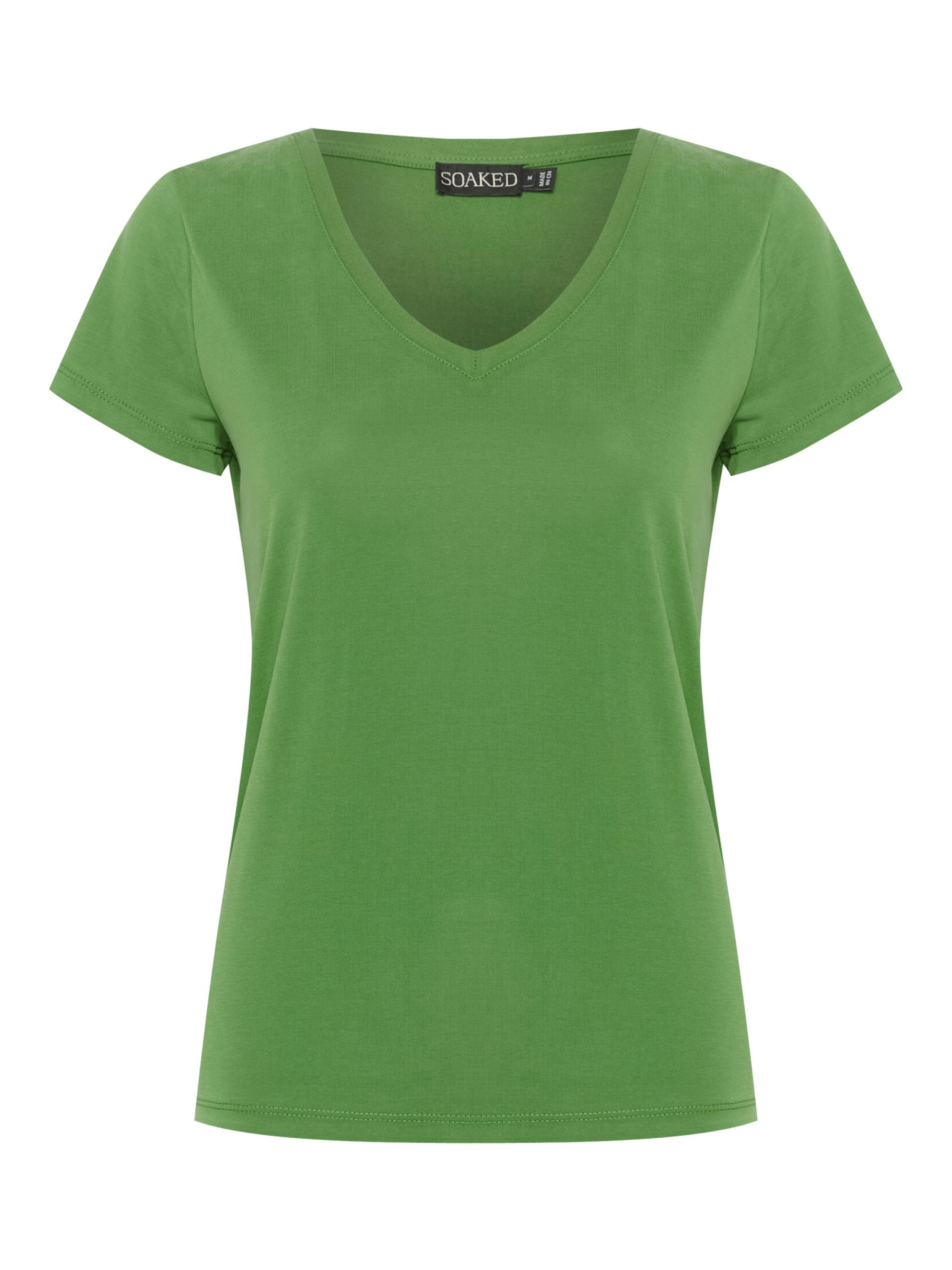 Soaked In Luxury Columbine V-Neck T-Shirt, Medium Green